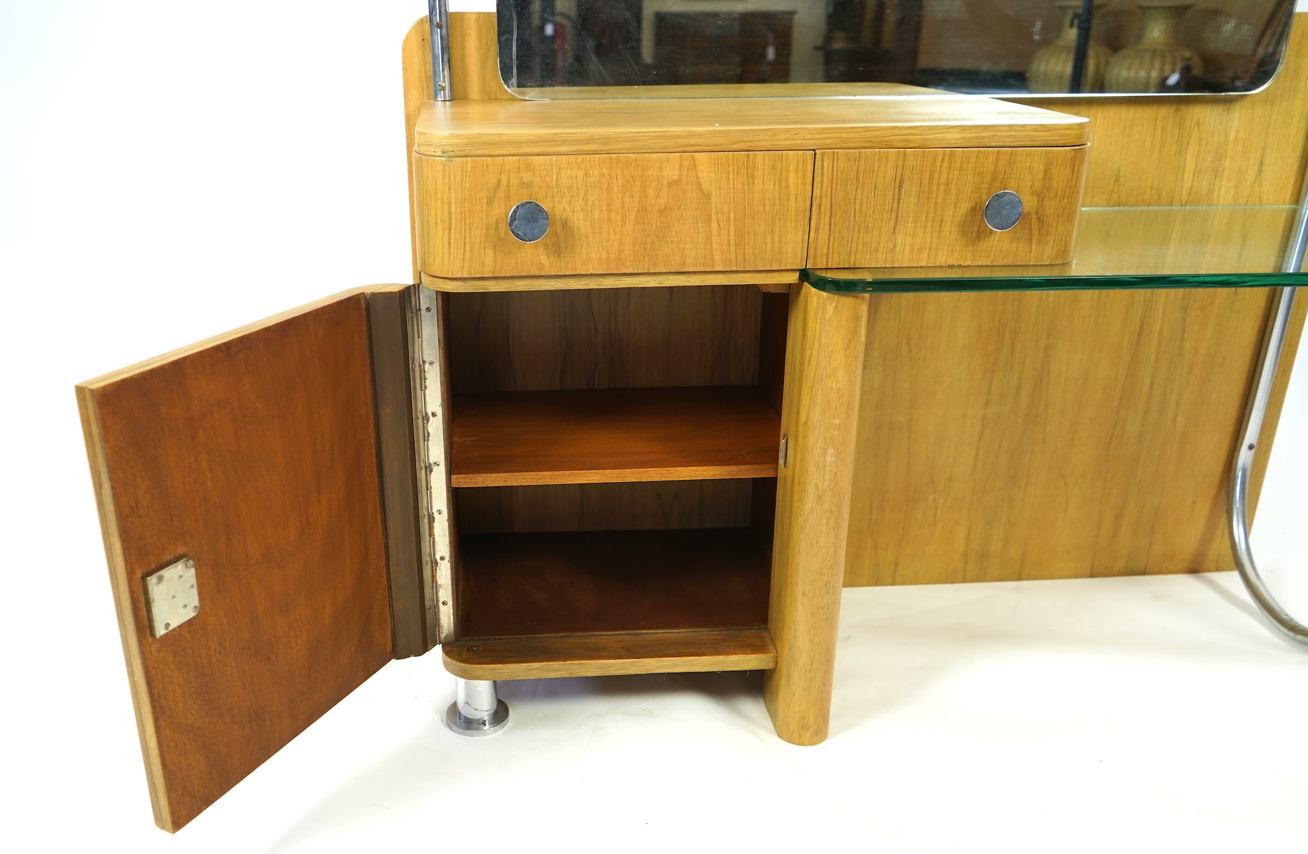 A Belgian Art Deco modernist walnut dressing table, by De Coene
